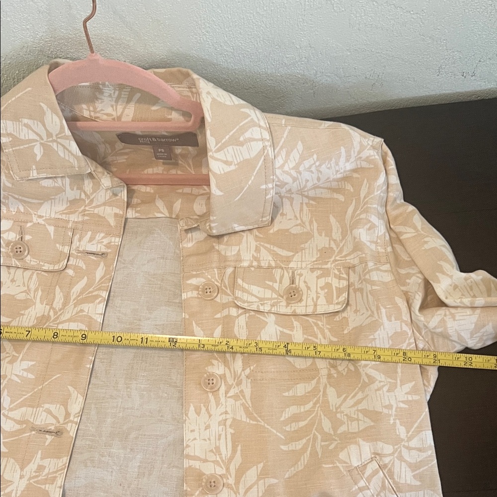 (0454) Women's Beige Leaf Print Jacket - Picture 5 of 12